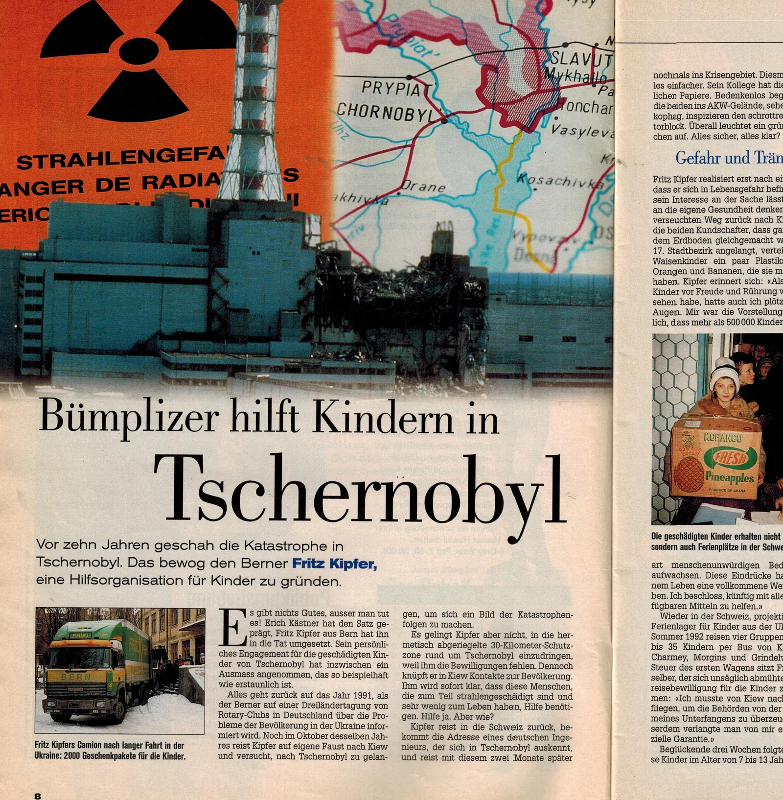 Historische Pressepublikation über die humanitäre Arbeit von SDOKAT